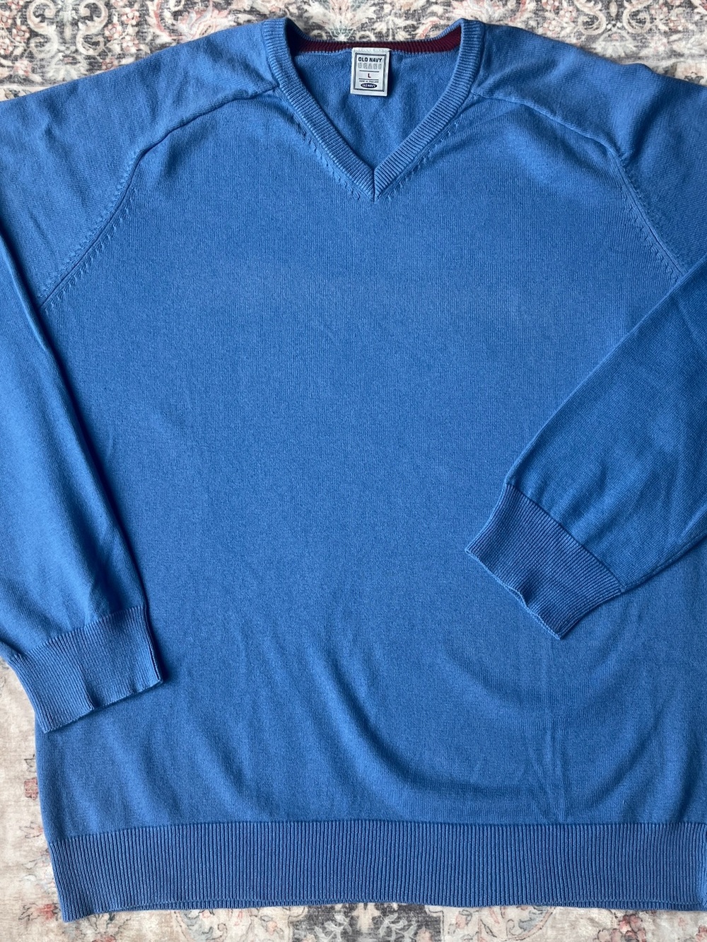 Old Navy Men's Bright Blue V-Neck Pullover Sweater
